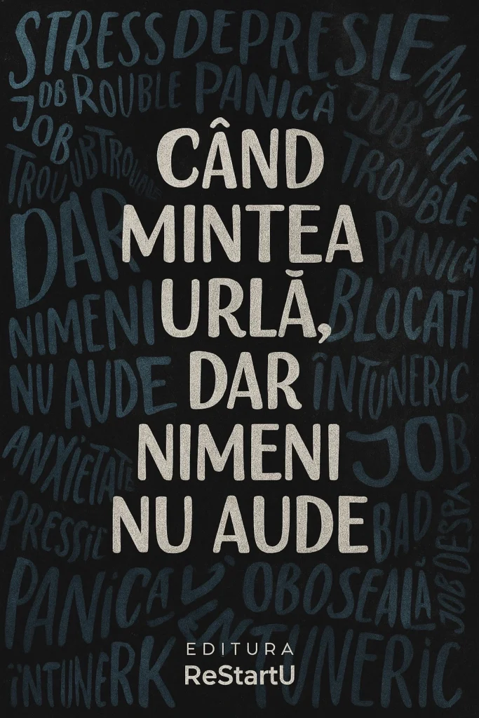 Persoană meditând în liniște – contrast vizual față de agitația mentală sugerată de titlul cărții